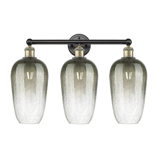Innovations Brookhaven Flute 25in 3-Light Bath Vanity Light | Industrial Black Antique Brass and Slate Glass | Bathroom Vanity | Model 616-3W-BAB-G484-7SL