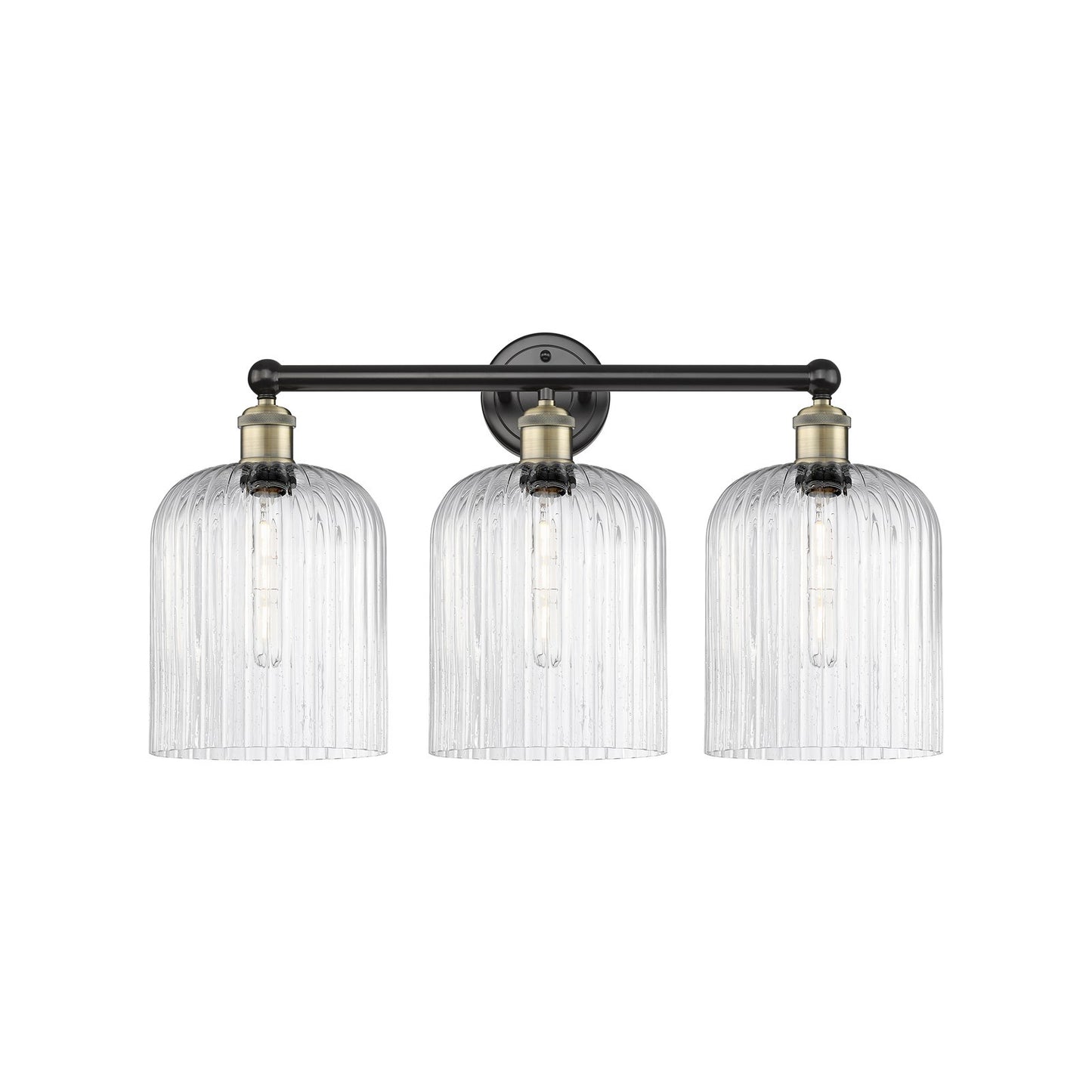 Innovations Bridal Veil 23in 3-Light Bath Vanity Light | Industrial Black Antique Brass and Seedy Ribbed Glass | Bathroom | Model 616-3W-BAB-G559-8SDY