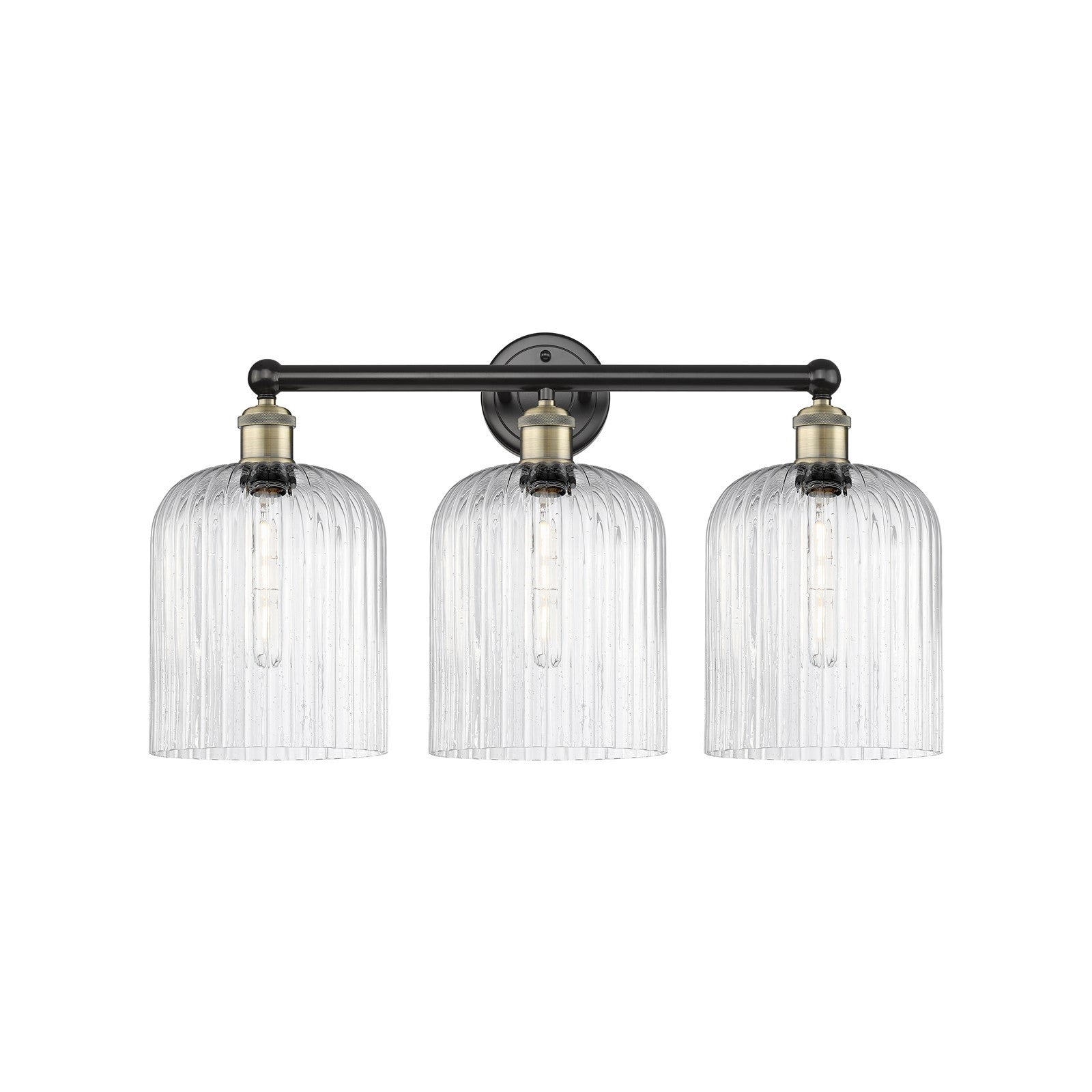 Innovations Bridal Veil 23in 3-Light Bath Vanity Light | Industrial Black Antique Brass and Seedy Ribbed Glass | Bathroom | Model 616-3W-BAB-G559-8SDY
