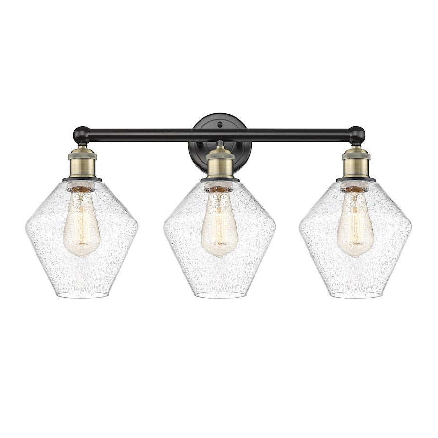 Innovations Cindyrella 26in 3-Light Bath Vanity Light | Industrial Black Antique Brass and Seedy Glass | Bathroom Vanity | Model 616-3W-BAB-G654-8