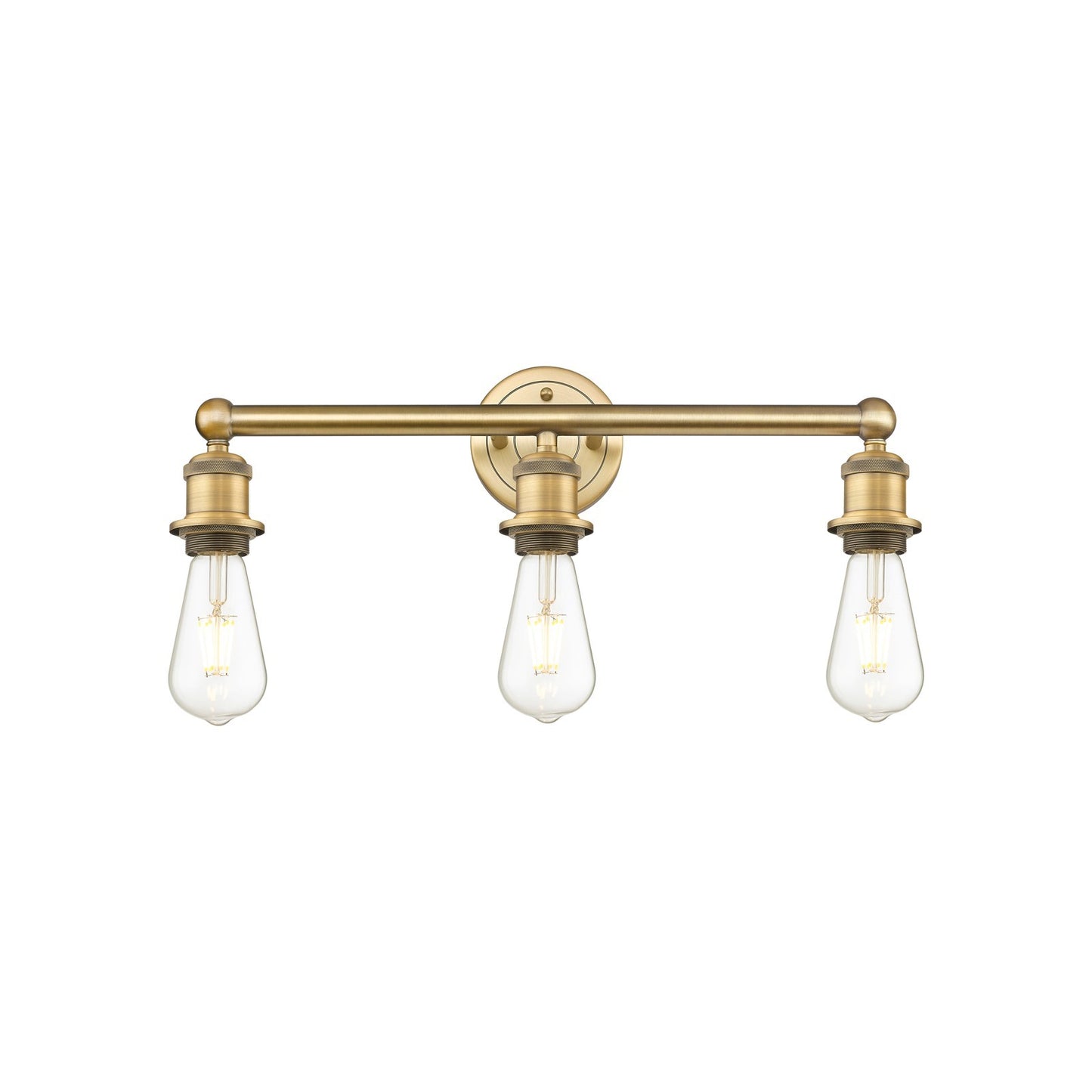 Innovations Edison 21in 3-Light Bath Vanity Light | Industrial Brushed Brass Steel and Vintage Bulbs | Bathroom Vanity | 21.38 x 6 x | Model 616-3W-BB