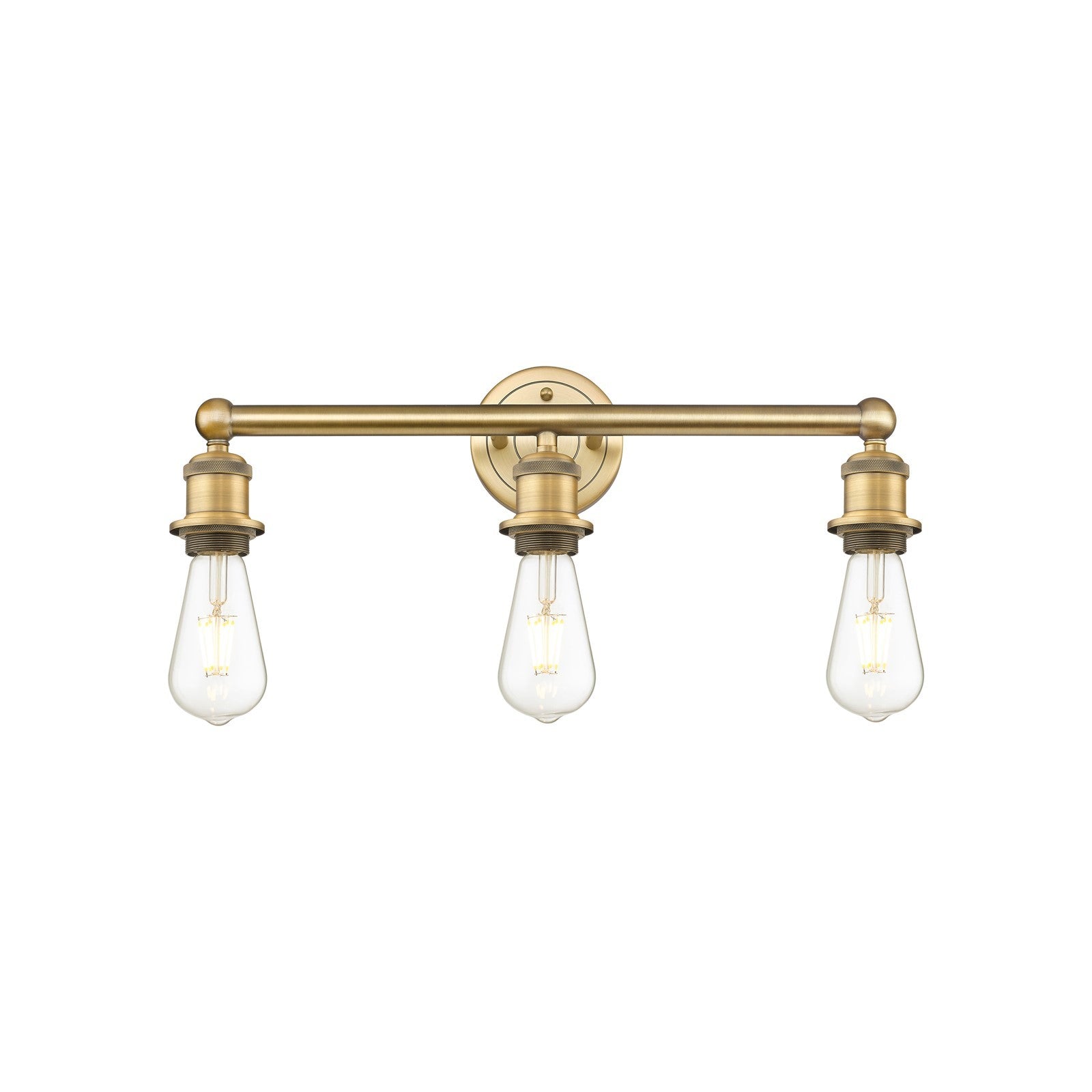 Innovations Edison 21in 3-Light Bath Vanity Light | Industrial Brushed Brass Steel and Vintage Bulbs | Bathroom Vanity | 21.38 x 6 x | Model 616-3W-BB