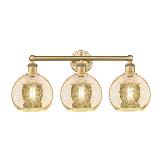 Innovations Athens 26in 3-Light Bath Vanity Light | Industrial Brushed Brass and Mercury Glass | Bathroom Vanity | 26 x 12.25 x | Model 616-3W-BB-G128-8