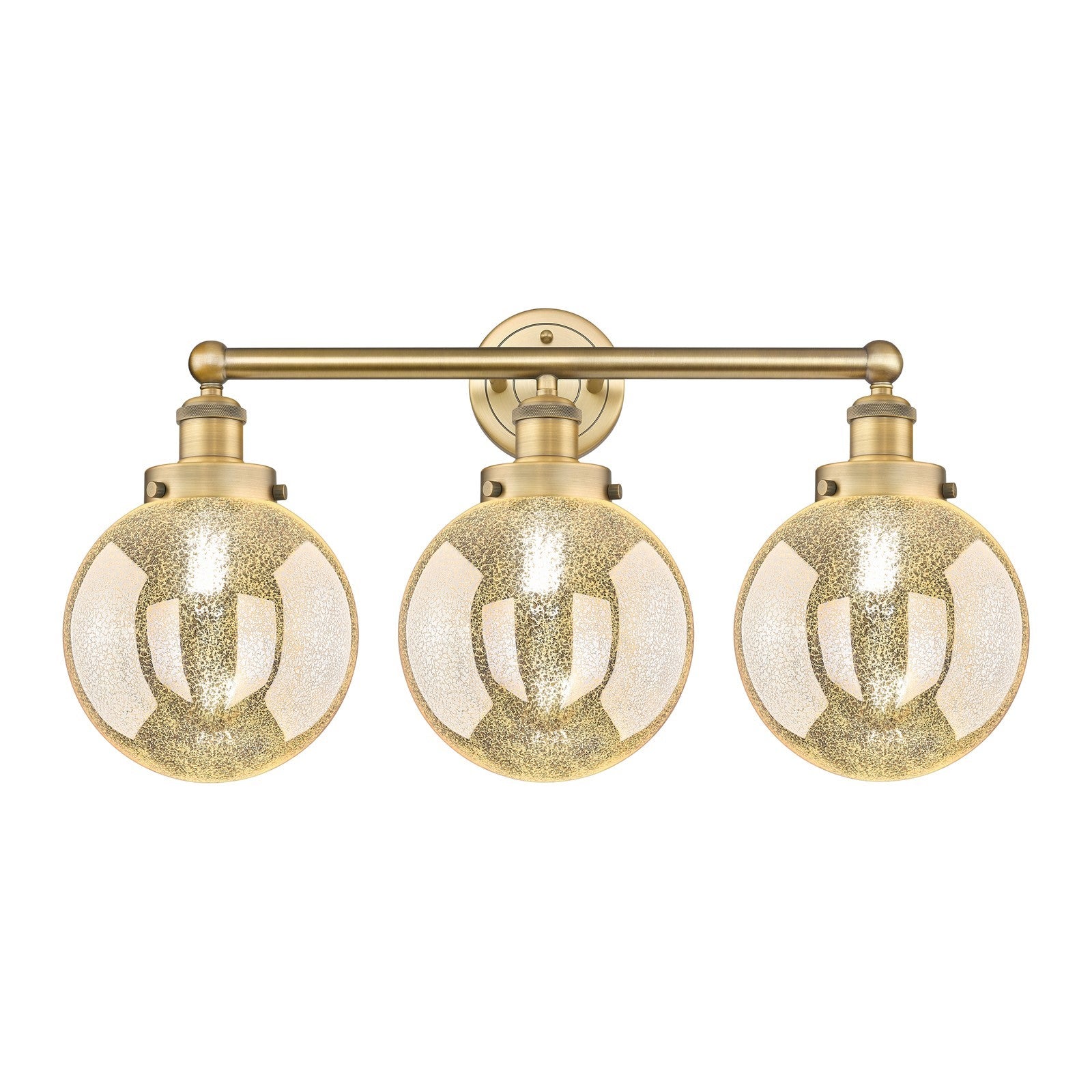 Innovations Beacon 26in 3-Light Bath Vanity Light | Industrial Brushed Brass Steel and Mercury Glass | Bathroom Vanity | 26 x | Model 616-3W-BB-G208-8