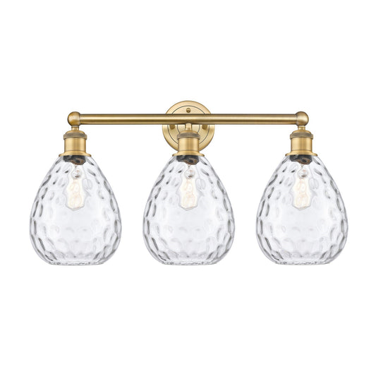 Innovations Waverly 26in 3-Light Bath Vanity Light | Industrial Brushed Brass Steel and Clear Glass | Bathroom Vanity & Powder Room | Model 616-3W-BB-G372