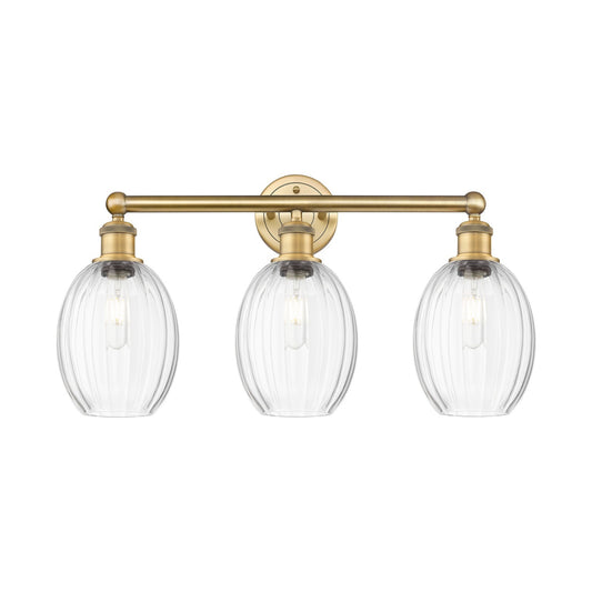 Innovations Preston Bulb 24in 3-Light Bath Vanity Light | Industrial Brushed Brass and Clear Glass | Bathroom Vanity | 24.25 x | Model 616-3W-BB-G459-6CL