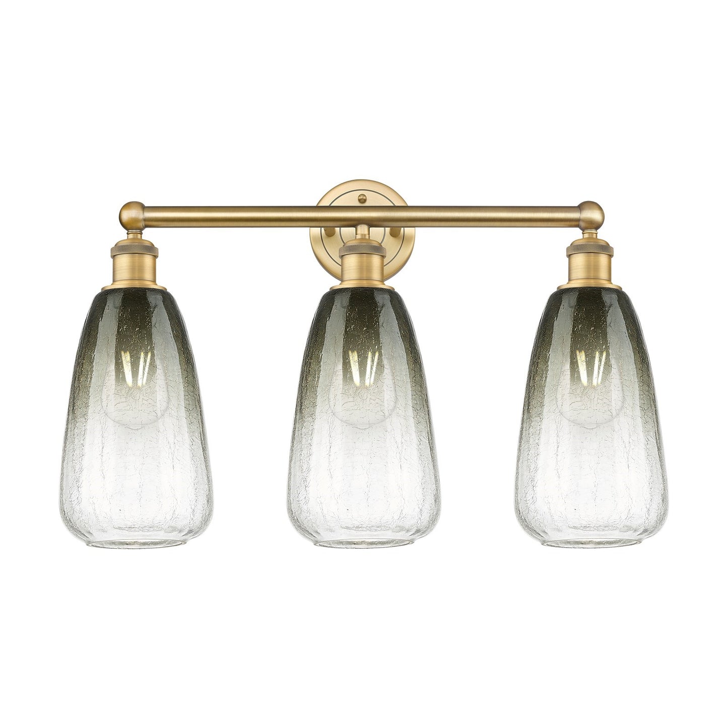 Innovations Brookhaven Almond 24in 3-Light Bath Vanity Light | Industrial Brushed Brass and Slate Glass | Bathroom Vanity & | Model 616-3W-BB-G480-6SL