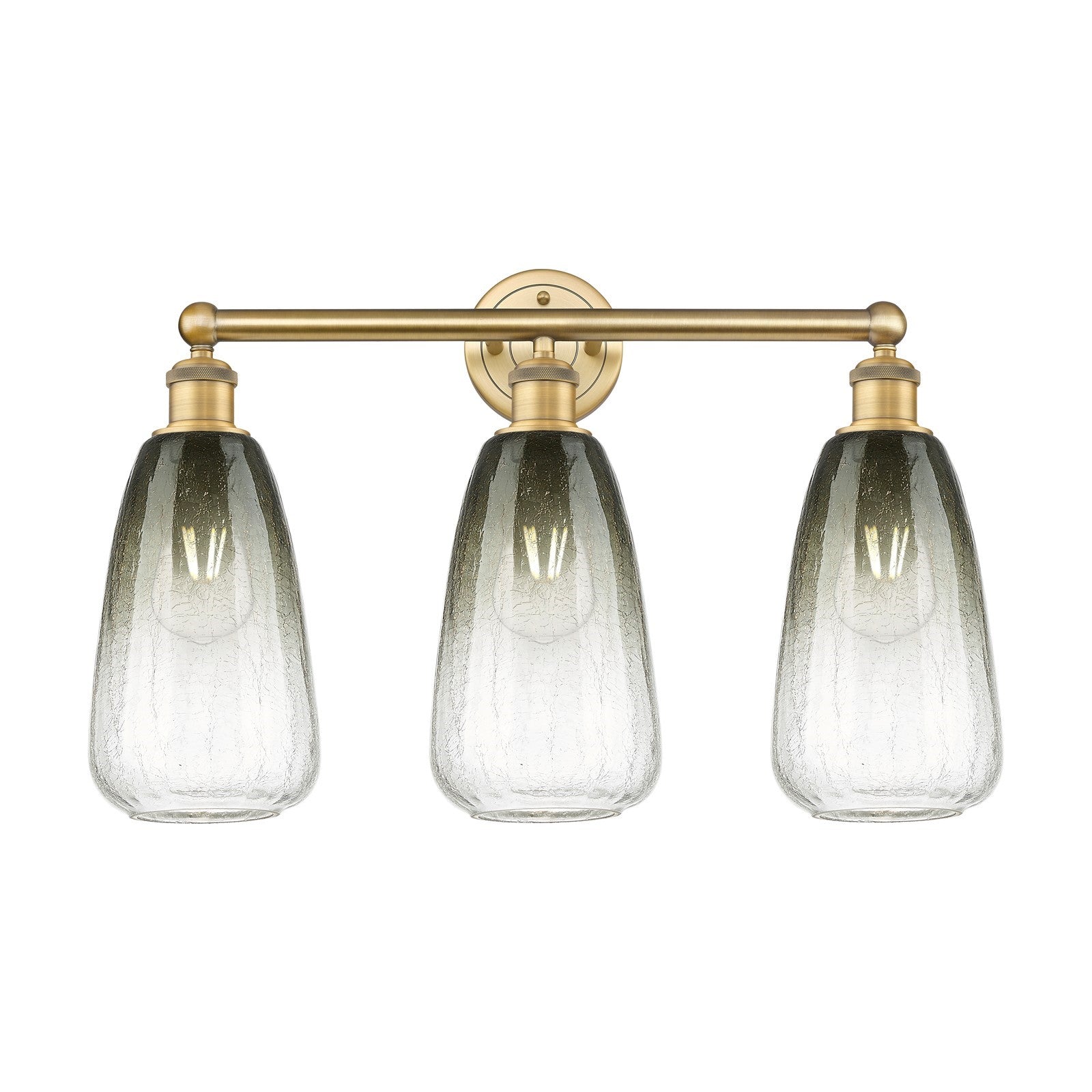 Innovations Brookhaven Almond 24in 3-Light Bath Vanity Light | Industrial Brushed Brass and Slate Glass | Bathroom Vanity & | Model 616-3W-BB-G480-6SL