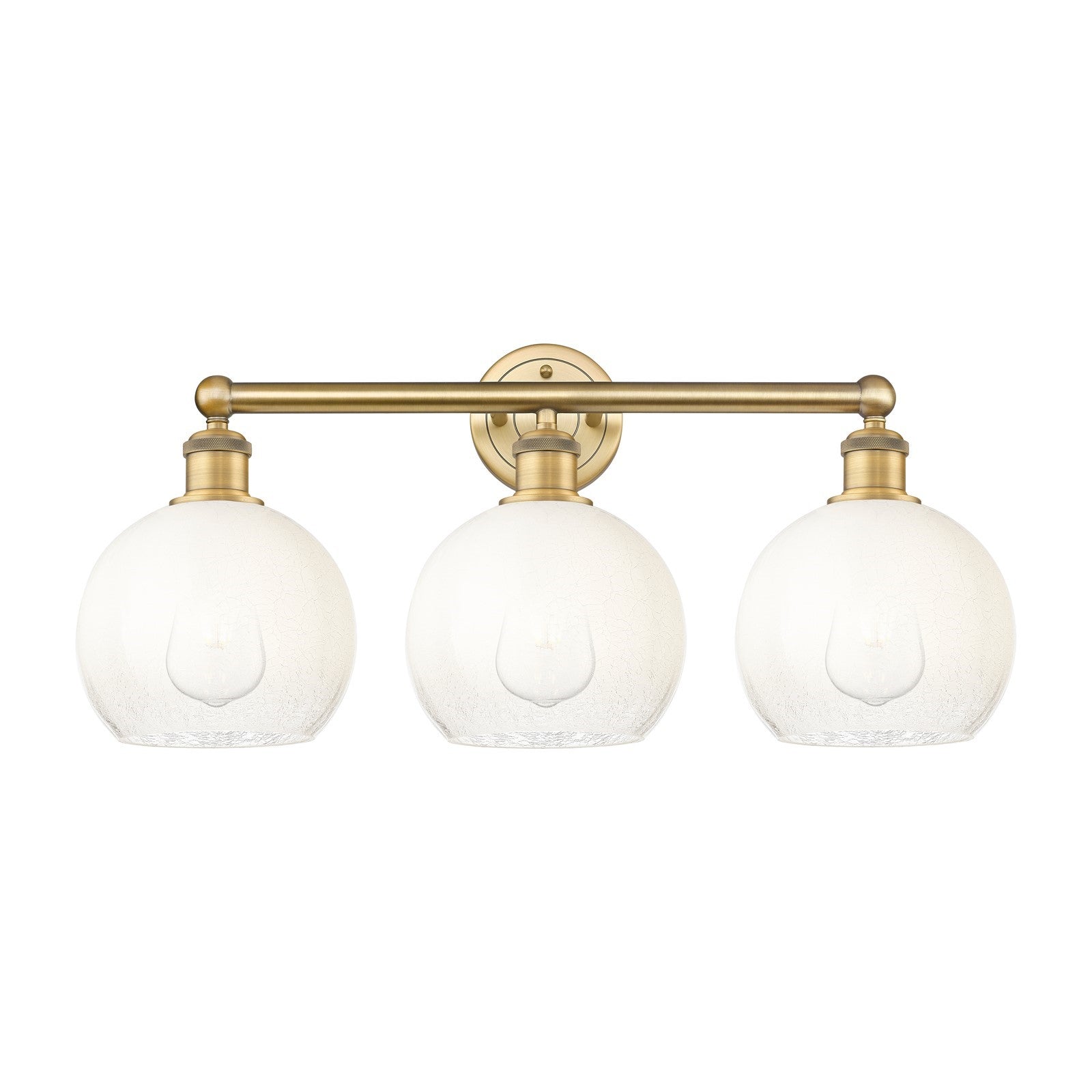 Innovations Brookhaven Globe 26in 3-Light Bath Vanity Light | Industrial Brushed Brass and Opal Glass | Bathroom Vanity | 25.88 | Model 616-3W-BB-G483-8OP