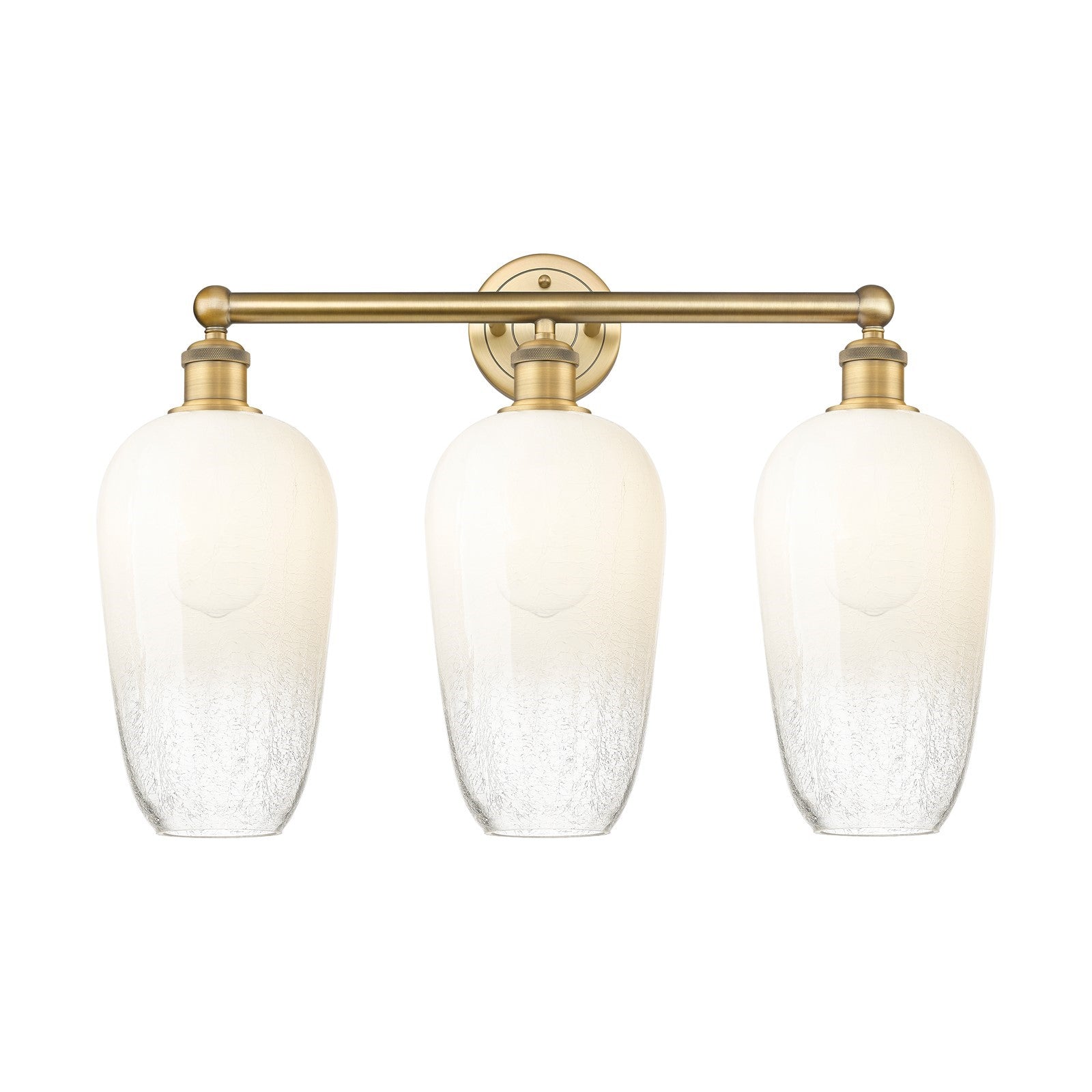Innovations Brookhaven Flute 25in 3-Light Bath Vanity | Industrial Brushed Brass Steel and Opal Glass | Damp Rated Bathroom | Model 616-3W-BB-G484-7OP