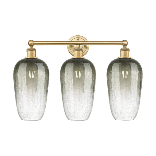 Innovations Brookhaven Flute 25in 3-Light Bath Vanity | Industrial Brushed Brass and Slate Glass | Bathroom Vanity Light | 25 x | Model 616-3W-BB-G484-7SL