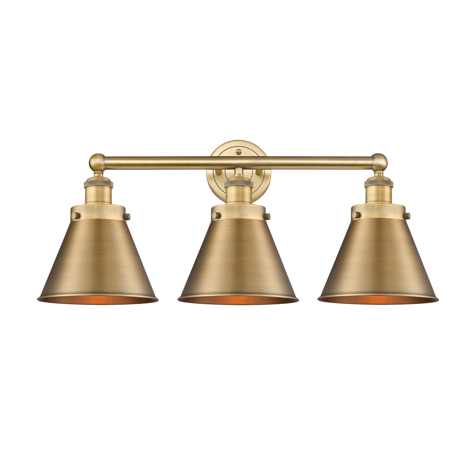 Innovations Appalachian 26in 3-Light Bath Vanity | Industrial Brushed Brass Steel and Brushed Brass Metal Shade | Bathroom Vanity | Model 616-3W-BB-M13-BB
