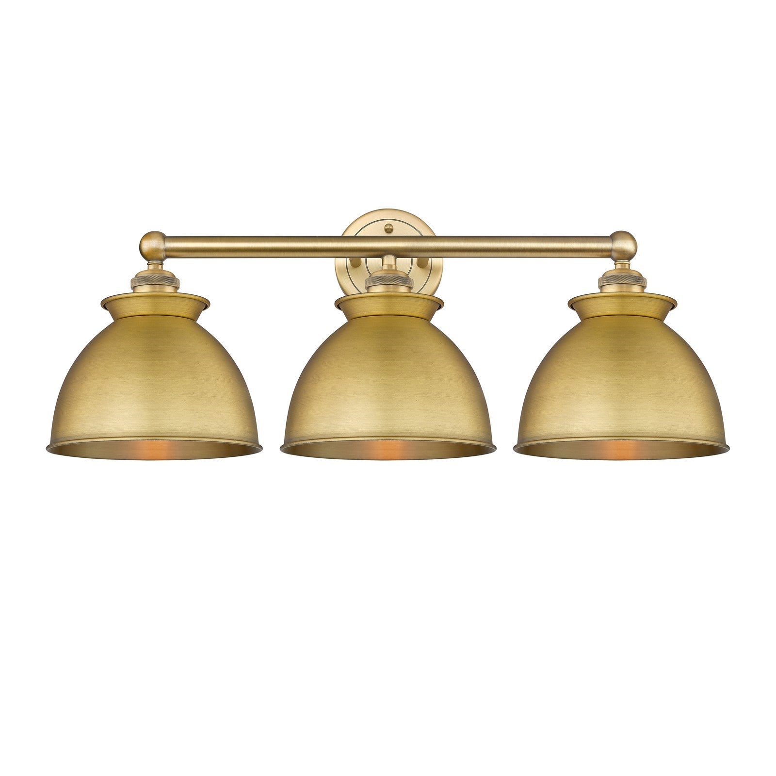 Innovations Adirondack 26in 3-Light Bath Vanity | Industrial Farmhouse Brushed Brass Steel and Cast Brass with Brushed Brass | Model 616-3W-BB-M14-BB