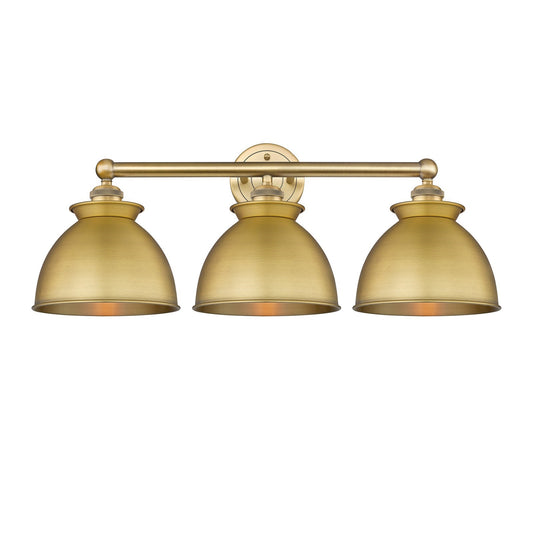 Innovations Adirondack 26in 3-Light Bath Vanity | Industrial Farmhouse Brushed Brass Steel and Cast Brass with Brushed Brass | Model 616-3W-BB-M14-BB