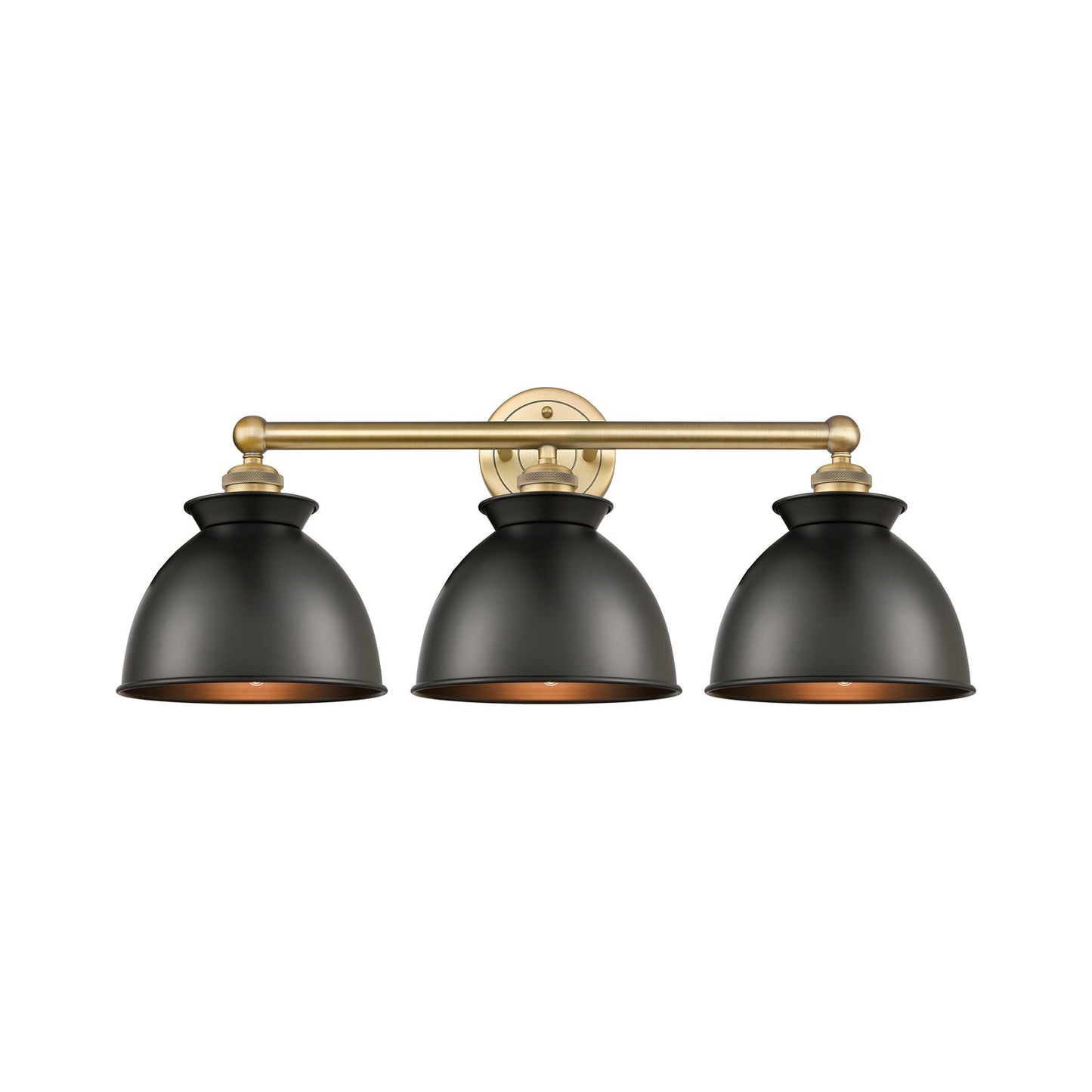 Innovations Adirondack 26in 3-Light Bath Vanity | Industrial Farmhouse Brushed Brass and Matte Black Metal | Bathroom Vanity | Model 616-3W-BB-M14-BK