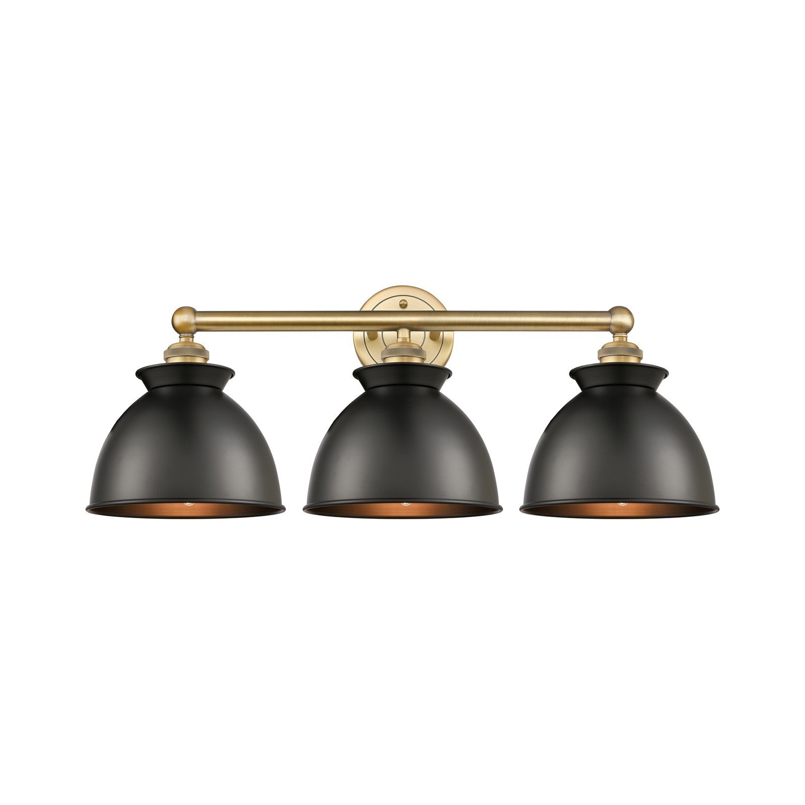 Innovations Adirondack 26in 3-Light Bath Vanity | Industrial Farmhouse Brushed Brass and Matte Black Metal | Bathroom Vanity | Model 616-3W-BB-M14-BK