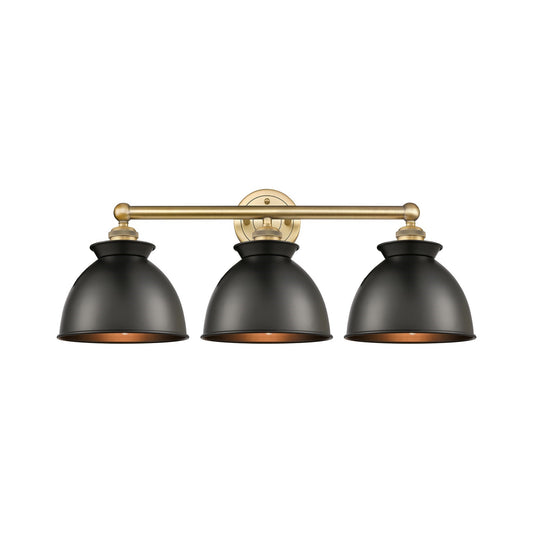 Innovations Adirondack 26in 3-Light Bath Vanity | Industrial Farmhouse Brushed Brass and Matte Black Metal | Bathroom Vanity | Model 616-3W-BB-M14-BK