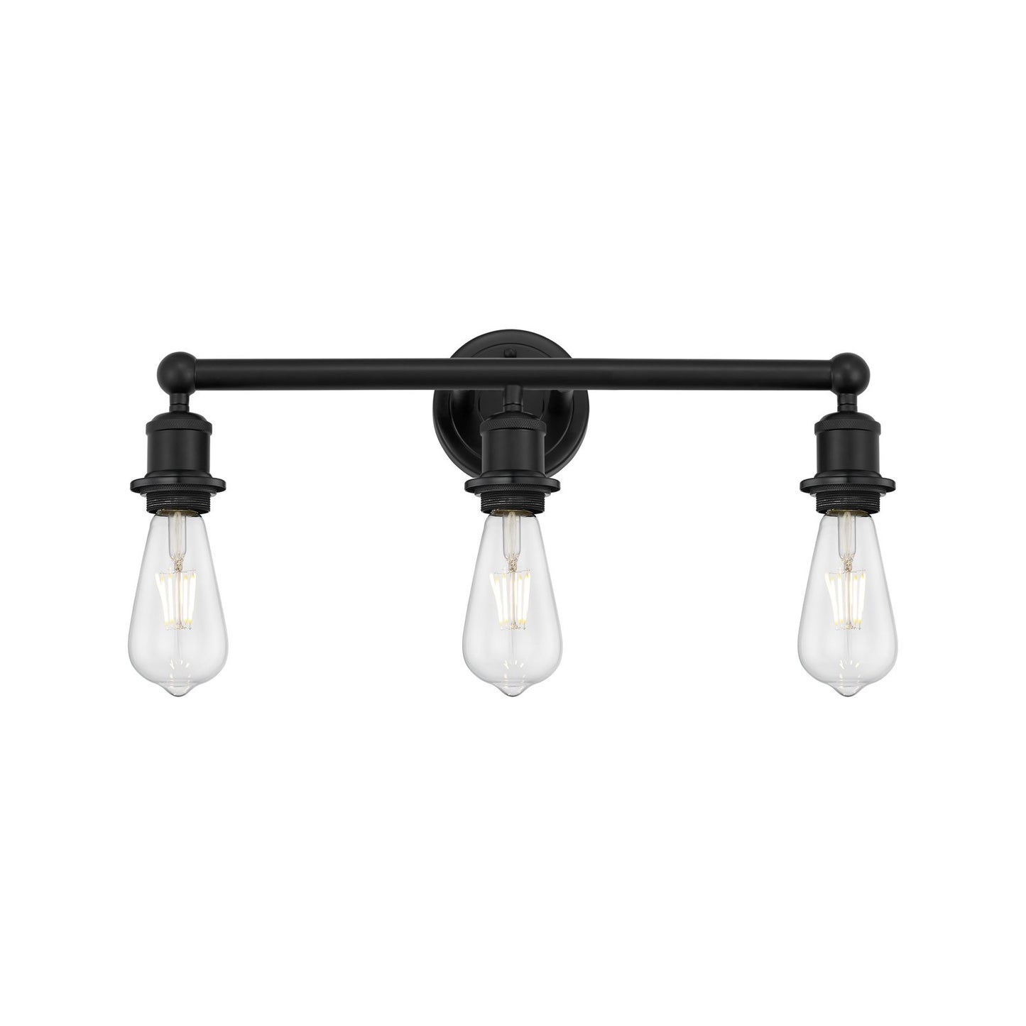 Innovations Lighting Edison 21in 3-Light Bath Vanity Light | Industrial Matte Black Steel and Cast Brass | Damp-Rated Bathroom Vanity | Model 616-3W-BK