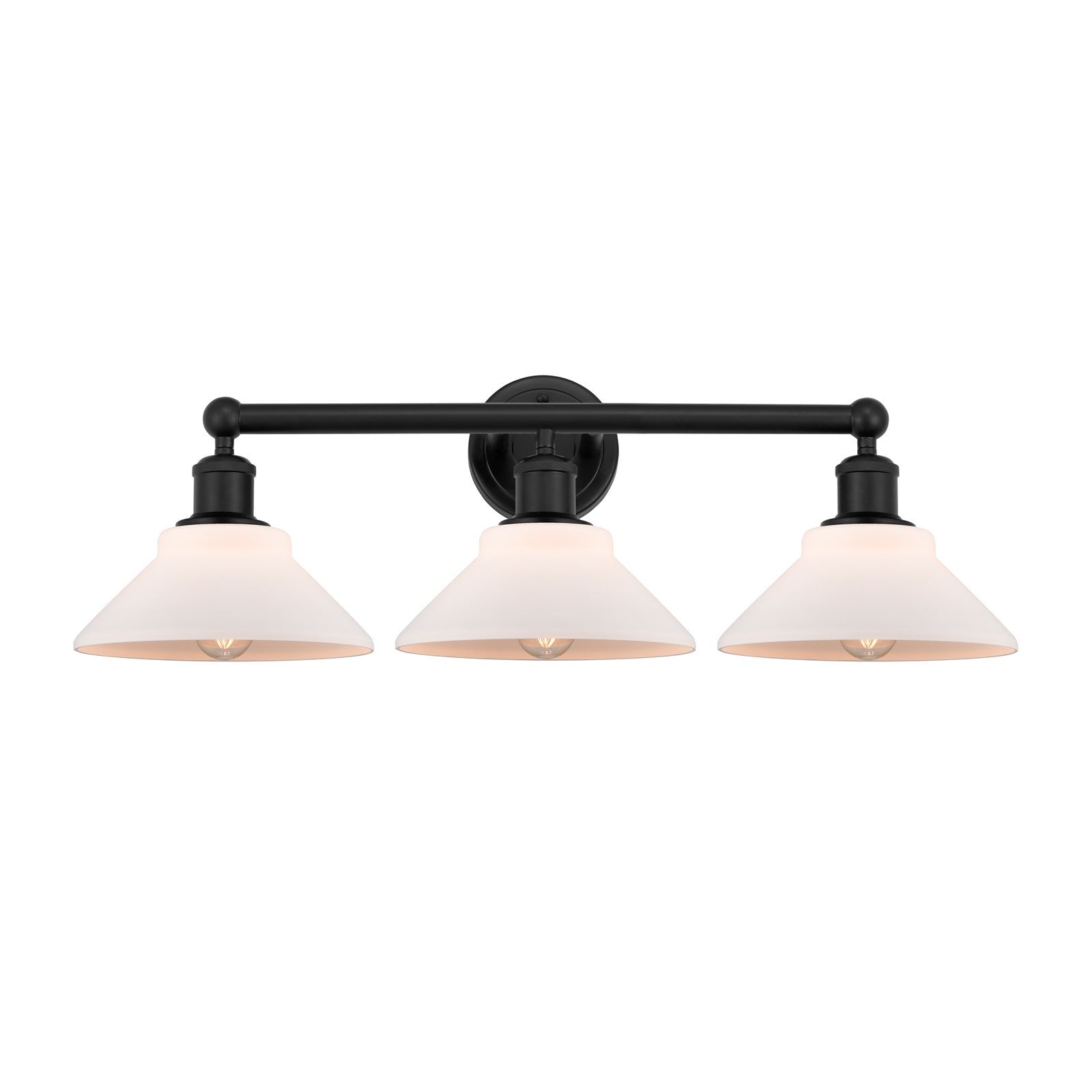 Innovations Orwell 26in 3-Light Bath Vanity Light | Industrial Matte Black Steel and Matte White Glass | Bathroom Vanity | 26.38 x | Model 616-3W-BK-G131