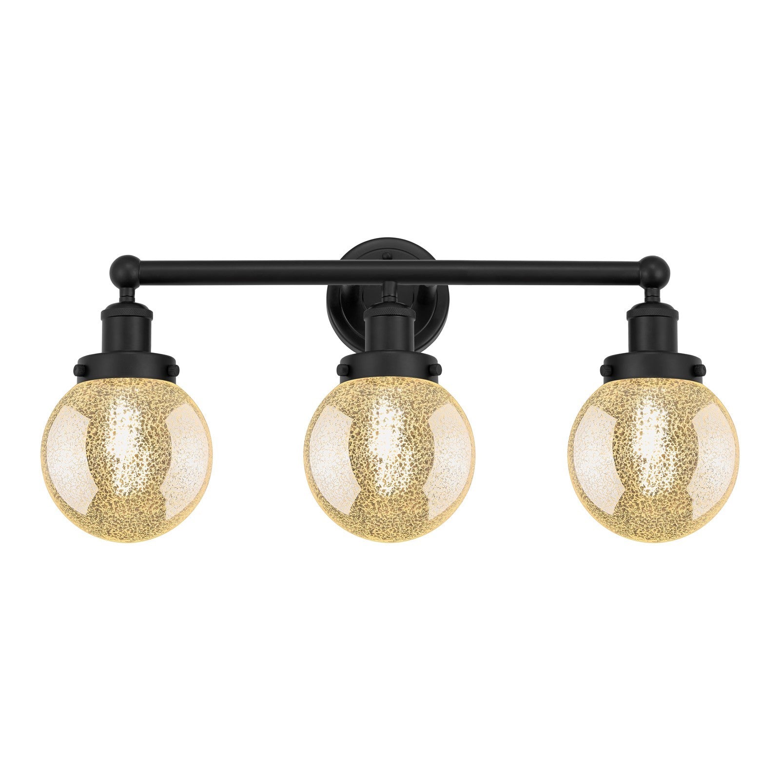 Innovations Beacon 24in 3-Light Bath Vanity Light | Industrial Matte Black Steel and Mercury Glass | Bathroom Vanity | 24 x 11.38 | Model 616-3W-BK-G208-6