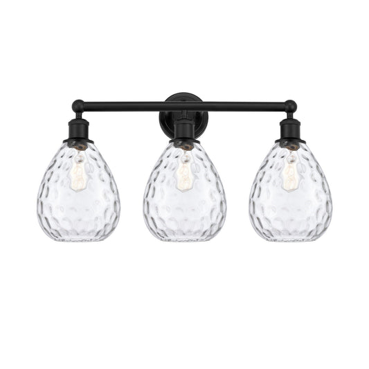 Innovations Waverly 26in 3-Light Bath Vanity Light | Industrial Matte Black Steel and Clear Glass | Bathroom Vanity & Hallway | Model 616-3W-BK-G372