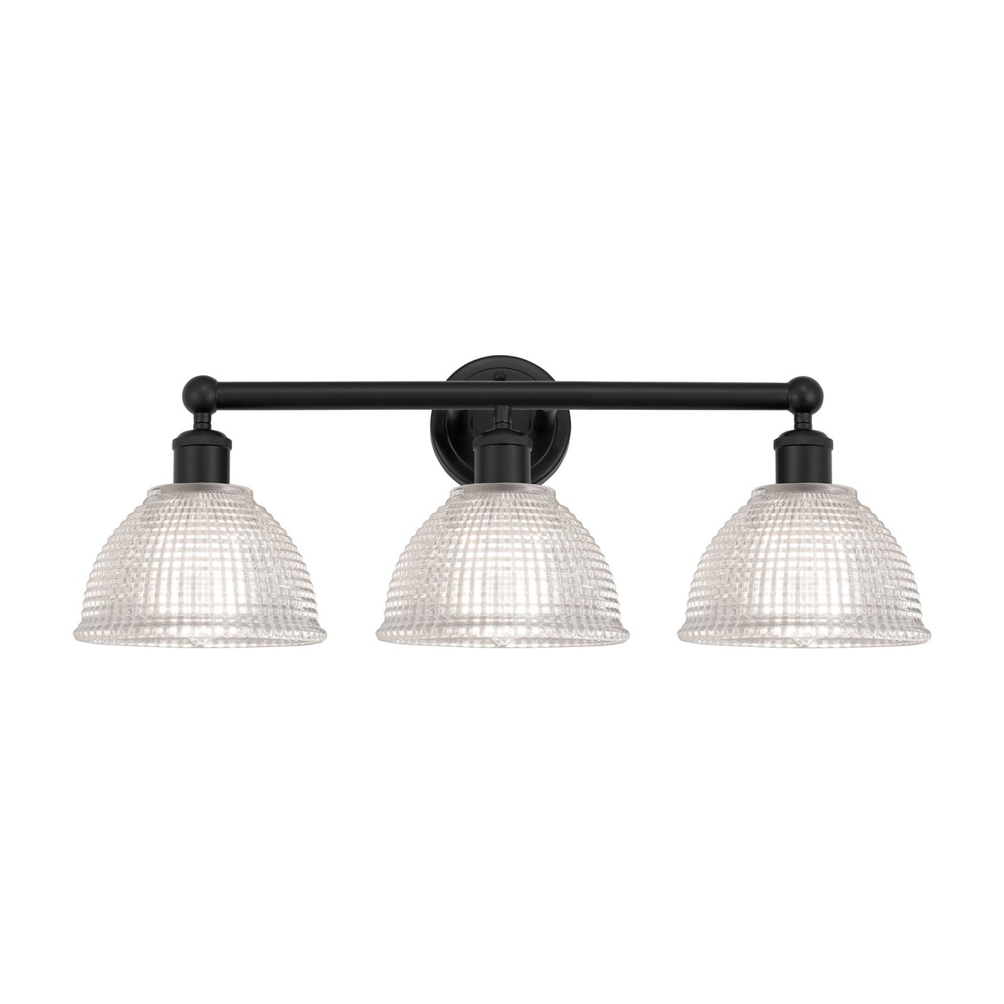Innovations Arietta 26in 3-Light Bath Vanity Light | Industrial Matte Black Steel and Clear Glass | Bathroom Vanity & Powder Room | Model 616-3W-BK-G422