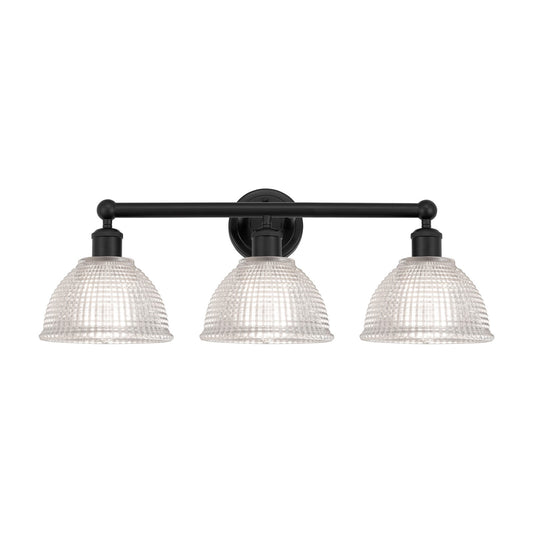 Innovations Arietta 26in 3-Light Bath Vanity Light | Industrial Matte Black Steel and Clear Glass | Bathroom Vanity & Powder Room | Model 616-3W-BK-G422