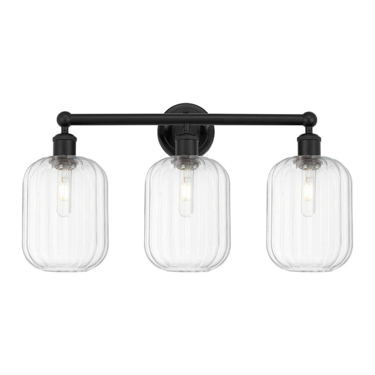 Innovations Preston Cylinder 25in 3-Light Bath Vanity | Industrial Modern Matte Black Steel and Clear Glass | Bathroom Vanity & | Model 616-3W-BK-G460-7CL