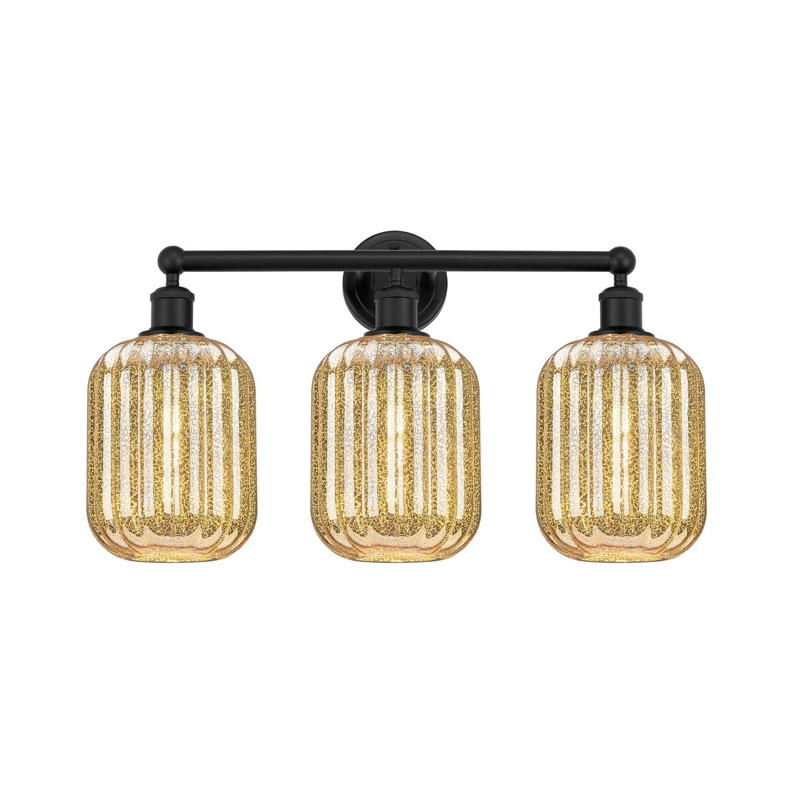 Innovations Preston Cylinder 25in 3-Light Bath Vanity | Industrial Matte Black Steel and Mercury Glass | Bathroom Vanity & | Model 616-3W-BK-G460-7ME