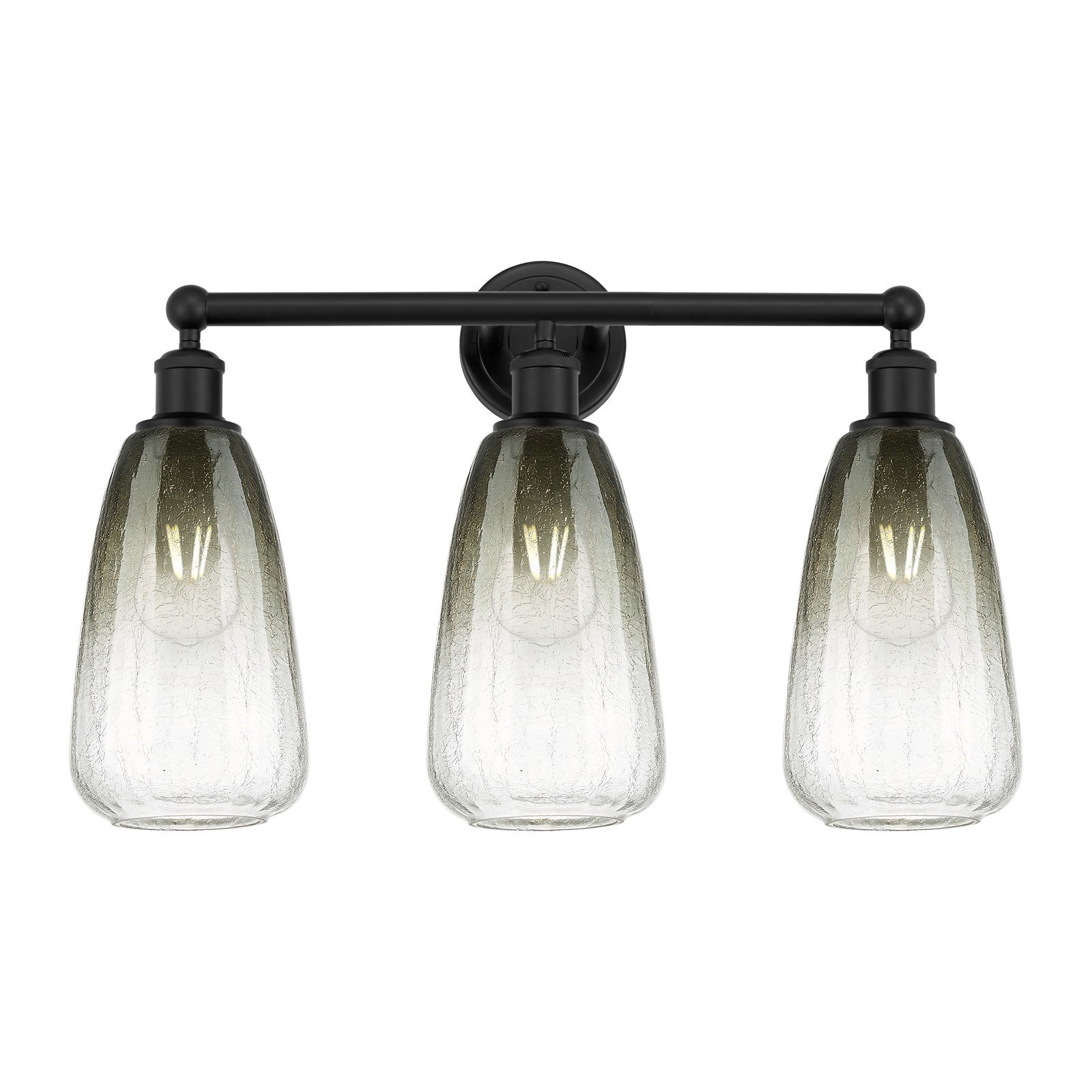 Innovations Brookhaven Almond 24in 3-Light Bath Vanity | Industrial Matte Black Steel and Cast Brass with Slate Glass Shades | Model 616-3W-BK-G480-6SL