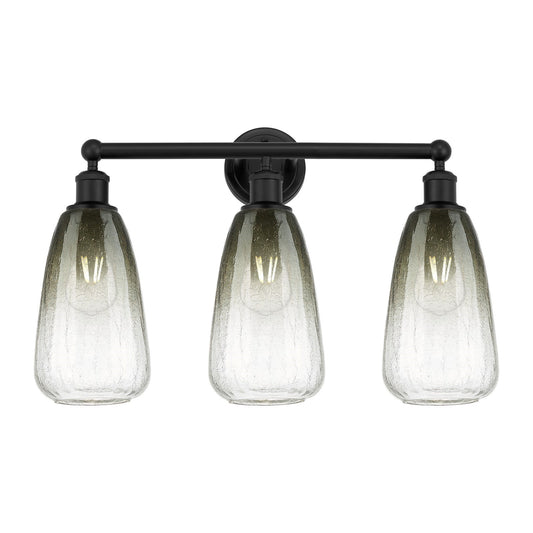 Innovations Brookhaven Almond 24in 3-Light Bath Vanity | Industrial Matte Black Steel and Cast Brass with Slate Glass Shades | Model 616-3W-BK-G480-6SL
