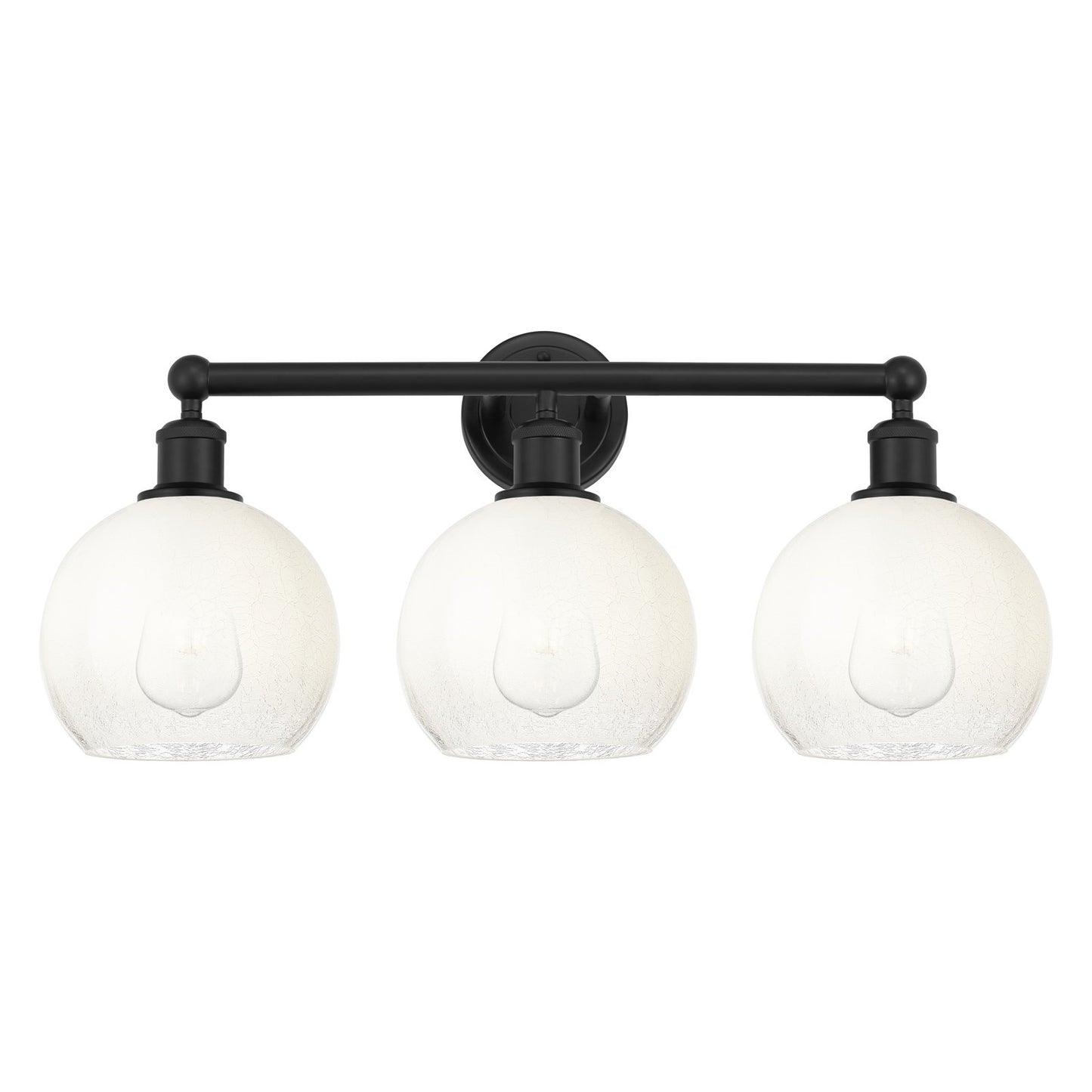 Innovations Brookhaven Globe 26in 3-Light Bath Vanity | Industrial Matte Black Steel and Opal Glass | Bathroom Vanity | 25.88 x | Model 616-3W-BK-G483-8OP