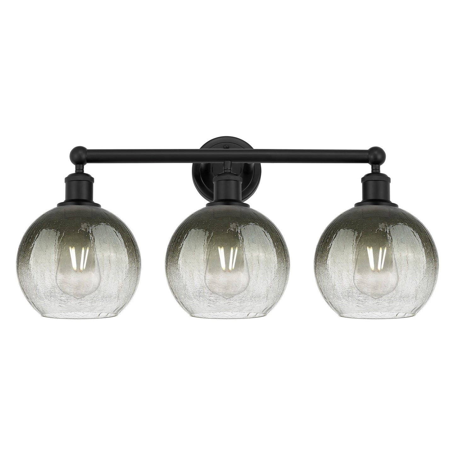 Innovations Brookhaven Globe 26in 3-Light Bath Vanity | Industrial Matte Black Steel and Slate Glass | Bathroom & Powder Room | Model 616-3W-BK-G483-8SL