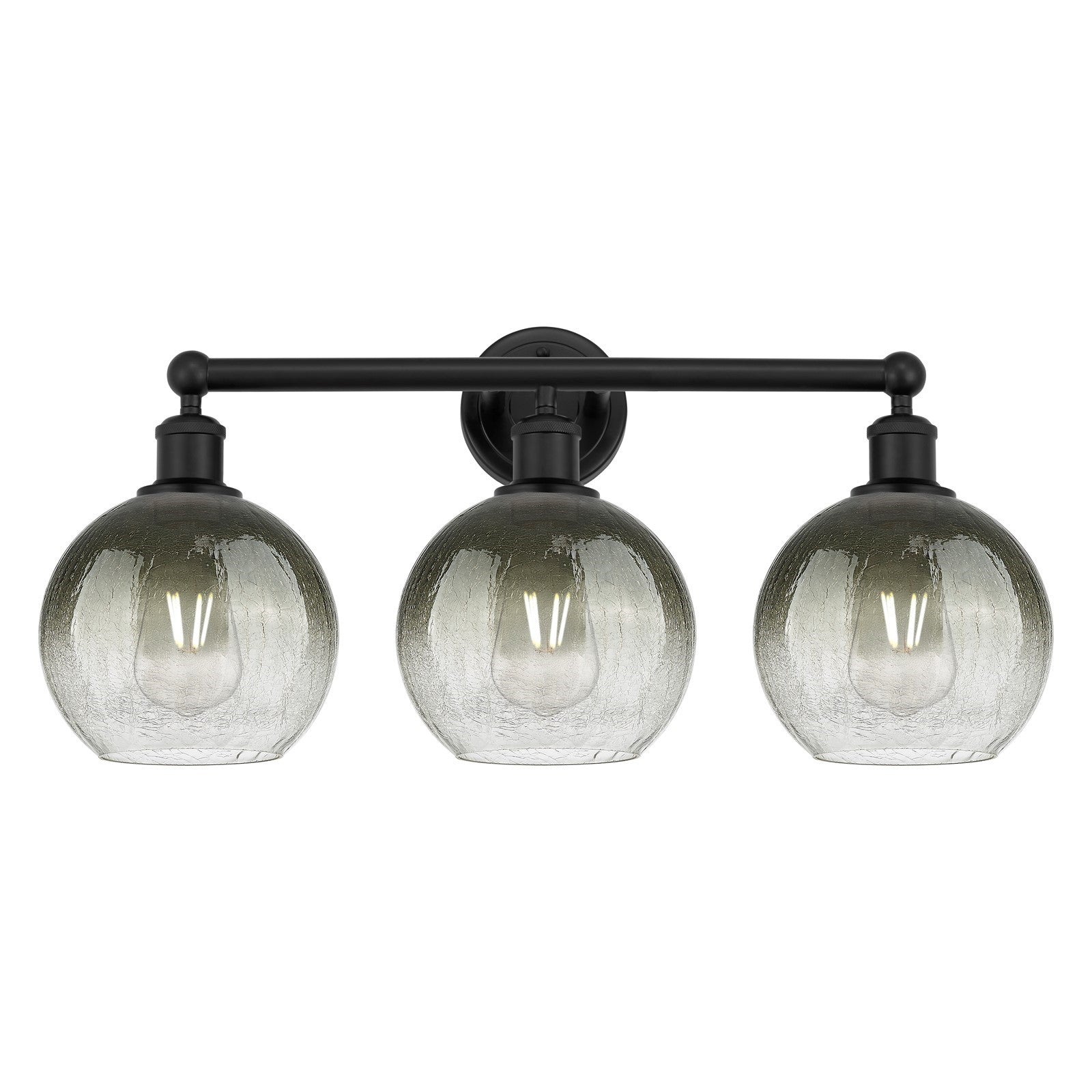 Innovations Brookhaven Globe 26in 3-Light Bath Vanity | Industrial Matte Black Steel and Slate Glass | Bathroom & Powder Room | Model 616-3W-BK-G483-8SL