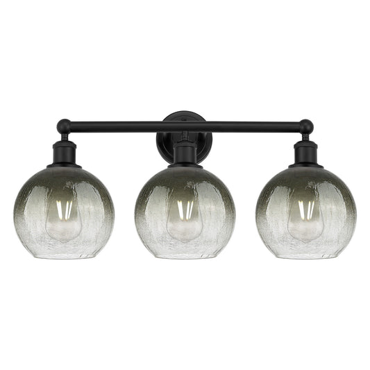 Innovations Brookhaven Globe 26in 3-Light Bath Vanity | Industrial Matte Black Steel and Slate Glass | Bathroom & Powder Room | Model 616-3W-BK-G483-8SL
