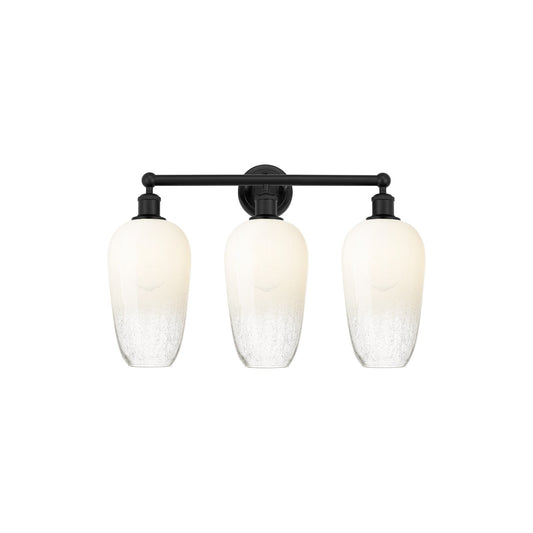 Innovations Brookhaven Flute 25in 3-Light Bath Vanity | Industrial Modern Matte Black Steel and Opal Glass | Bathroom Vanity | Model 616-3W-BK-G484-7OP