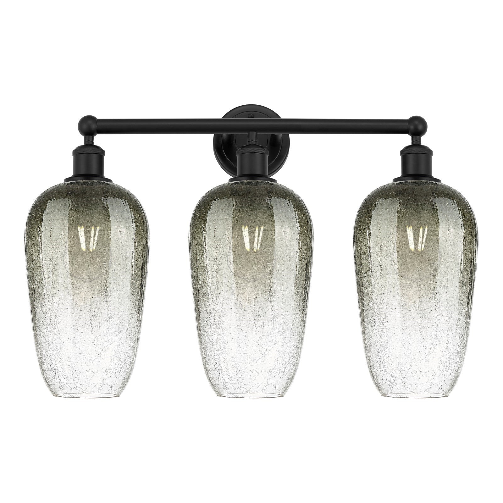 Innovations Brookhaven Flute 25in 3-Light Bath Vanity | Industrial Matte Black Steel and Cast Brass with Slate Glass Shades | Model 616-3W-BK-G484-7SL
