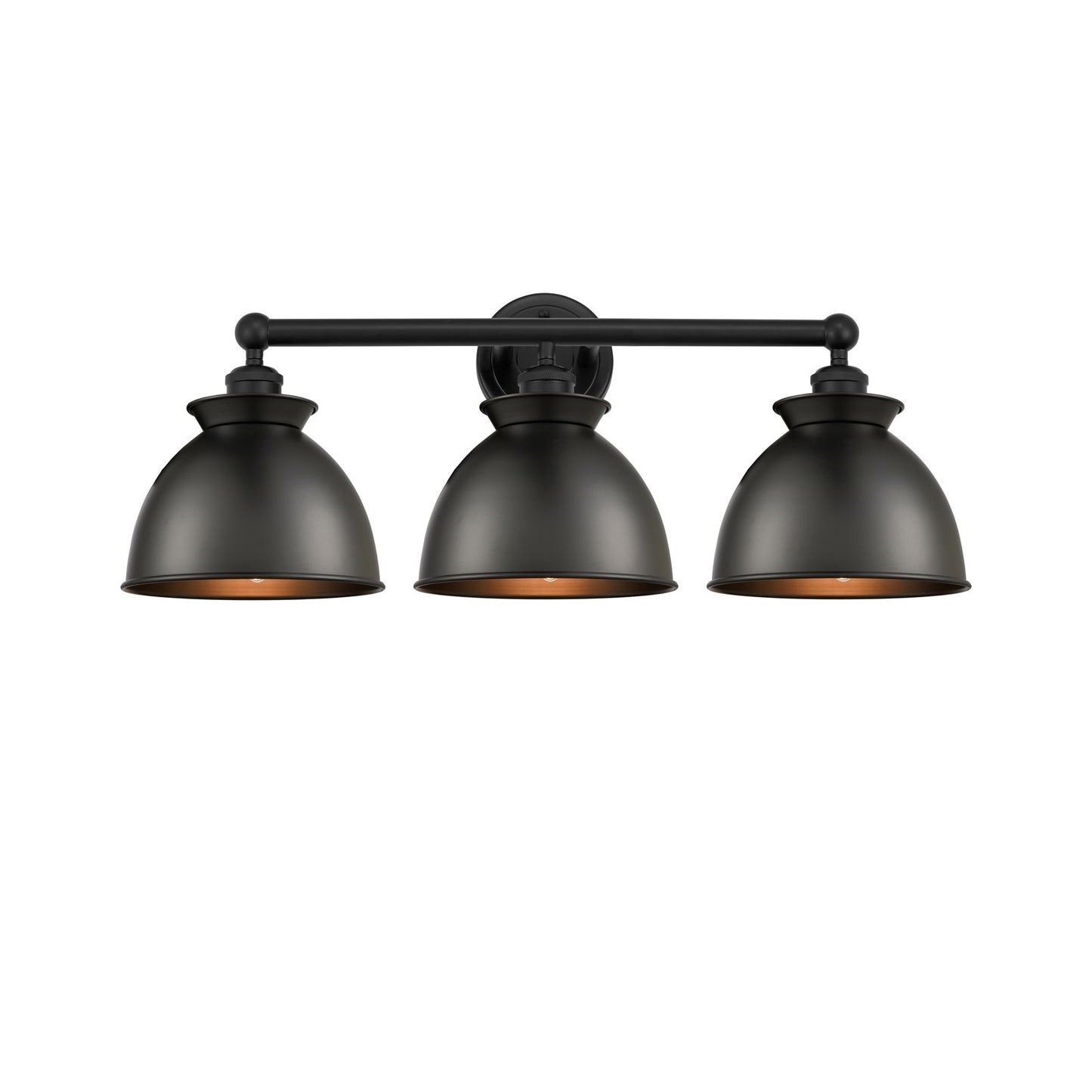 Innovations Adirondack 26in 3-Light Bath Vanity Light | Industrial Farmhouse Matte Black Steel and Cast Brass with Matte Black | Model 616-3W-BK-M14-BK