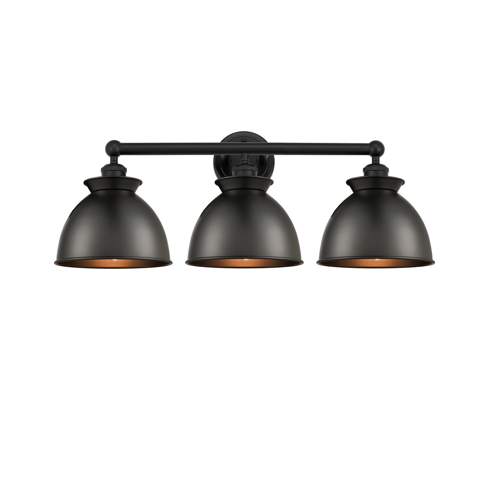 Innovations Adirondack 26in 3-Light Bath Vanity Light | Industrial Farmhouse Matte Black Steel and Cast Brass with Matte Black | Model 616-3W-BK-M14-BK