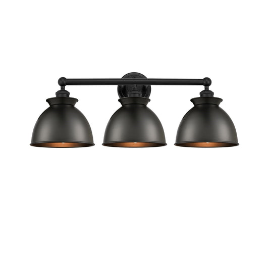 Innovations Adirondack 26in 3-Light Bath Vanity Light | Industrial Farmhouse Matte Black Steel and Cast Brass with Matte Black | Model 616-3W-BK-M14-BK