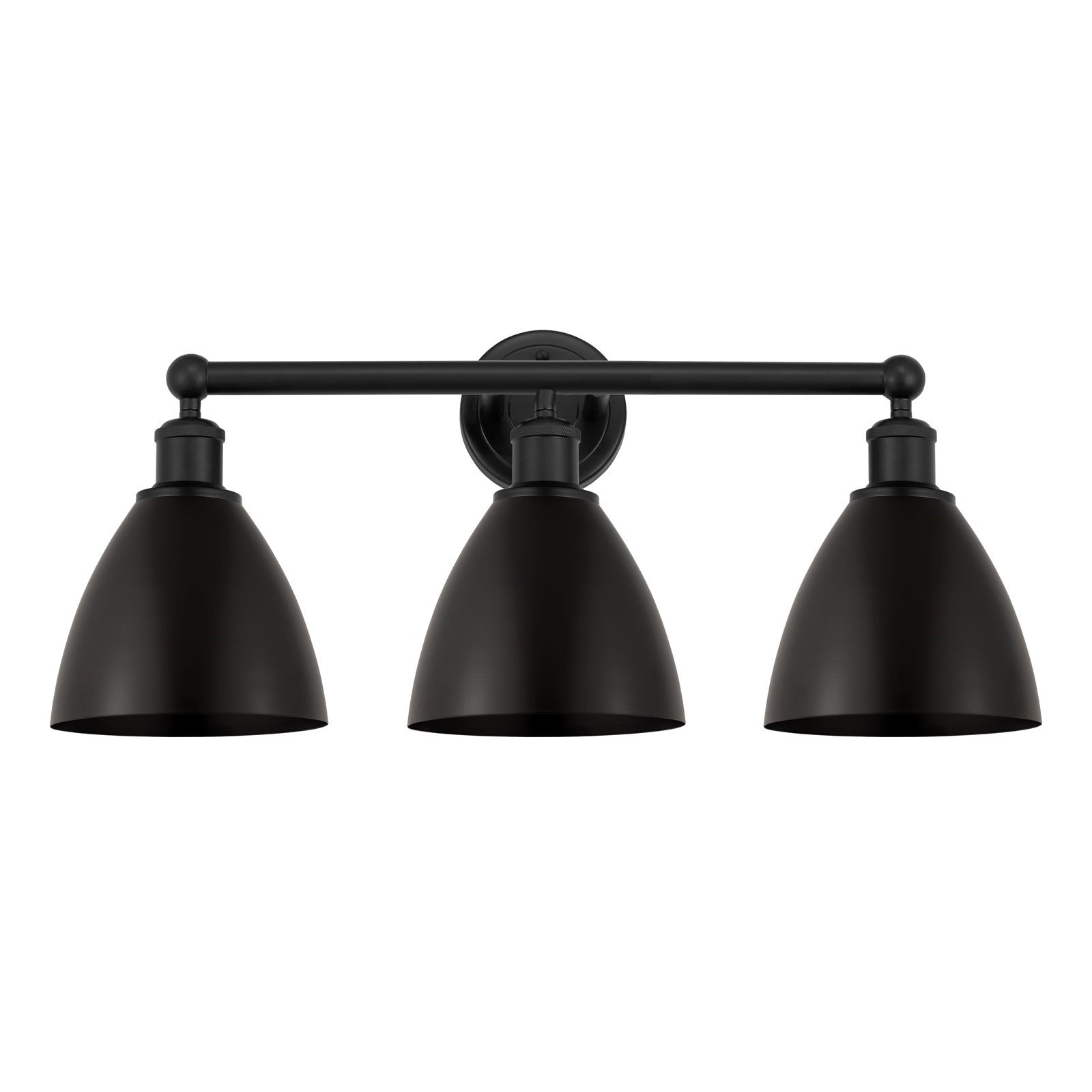 Innovations Bristol 26in 3-Light Bath Vanity Light | Industrial Matte Black Steel and Cast Brass with Matte Black Metal Shade | Model 616-3W-BK-MBD-75-BK