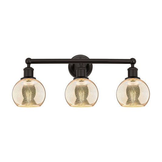 Innovations Athens 24in 3-Light Bath Vanity | Industrial Oil Rubbed Bronze Steel and Mercury Glass | Bathroom Vanity | 23.88 x | Model 616-3W-OB-G128-6