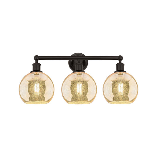 Innovations Athens 26in 3-Light Bath Vanity Light | Industrial Oil Rubbed Bronze Steel and Mercury Glass | Bathroom Vanity | 26 x | Model 616-3W-OB-G128-8