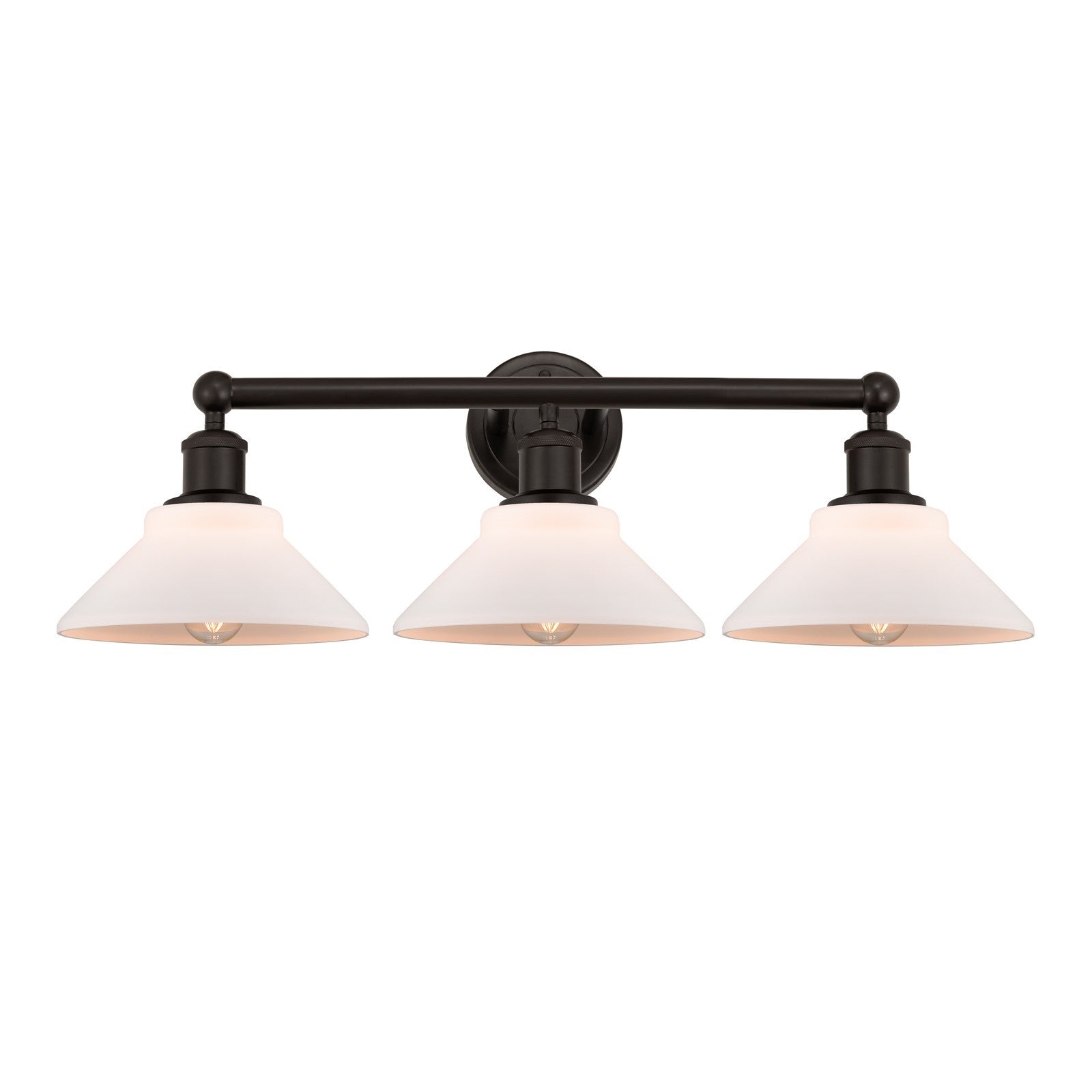 Innovations Orwell 26in 3-Light Bath Vanity Light | Industrial Oil Rubbed Bronze Steel and Matte White Glass | Bathroom Vanity | Model 616-3W-OB-G131