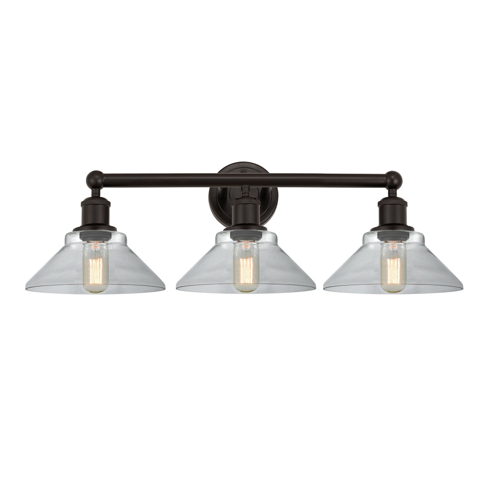Innovations Orwell 26in 3-Light Bath Vanity Light | Industrial Oil Rubbed Bronze Steel and Clear Glass | Bathroom Vanity | 26.38 x | Model 616-3W-OB-G132
