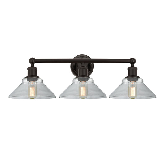 Innovations Orwell 26in 3-Light Bath Vanity Light | Industrial Oil Rubbed Bronze Steel and Clear Glass | Bathroom Vanity | 26.38 x | Model 616-3W-OB-G132
