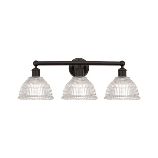 Innovations Arietta 26in 3-Light Bath Vanity Light | Industrial Oil Rubbed Bronze Steel and Clear Glass | Bathroom Vanity & Powder | Model 616-3W-OB-G422