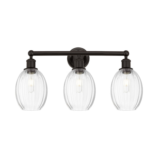 Innovations Preston Bulb 24in 3-Light Bath Vanity Light | Industrial Oil Rubbed Bronze Steel and Clear Glass | Bathroom Vanity | Model 616-3W-OB-G459-6CL