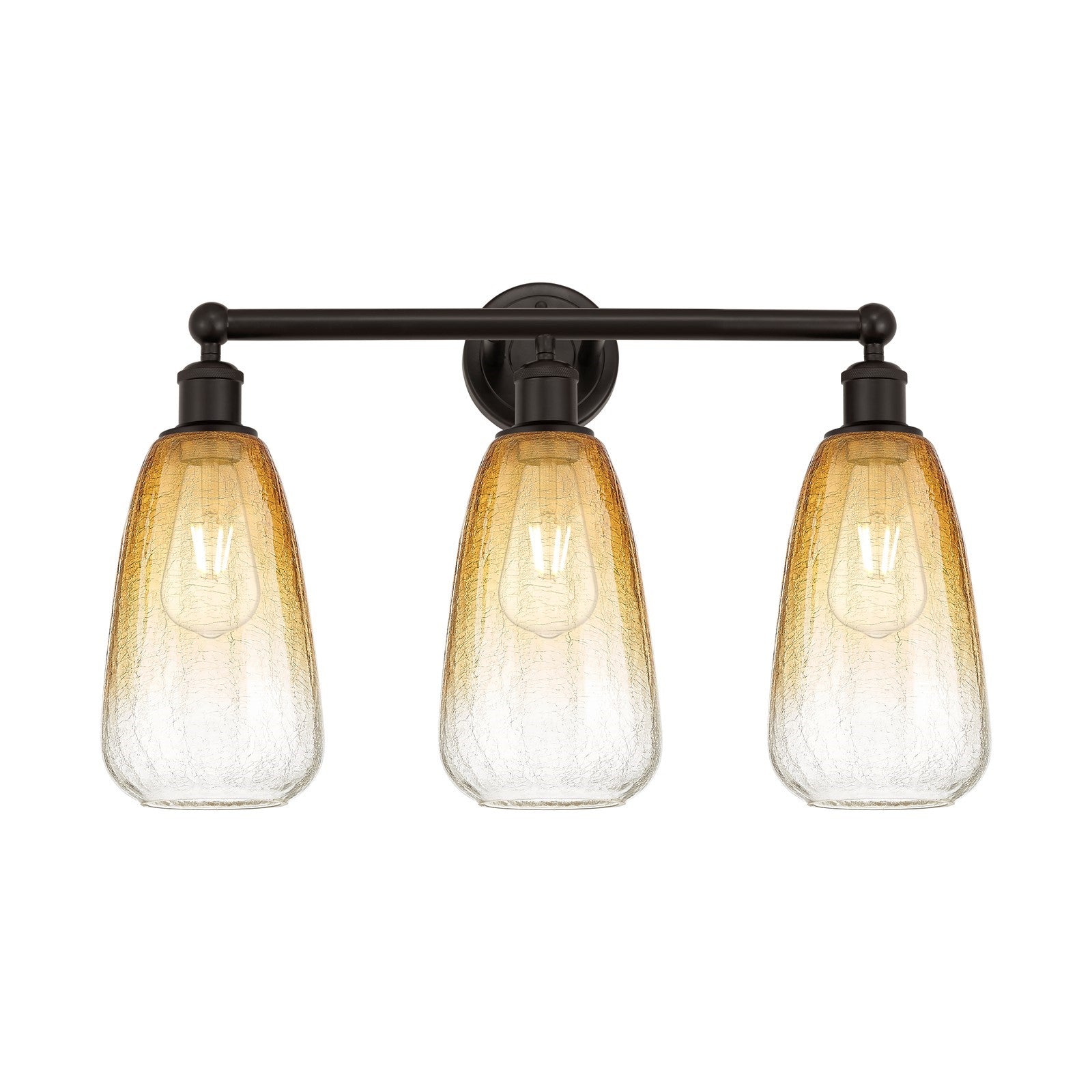 Innovations Brookhaven Almond 24in 3-Light Bath Vanity Light | Industrial Oil Rubbed Bronze Steel and Amber Glass | Bathroom | Model 616-3W-OB-G480-6AM