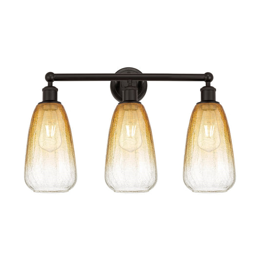 Innovations Brookhaven Almond 24in 3-Light Bath Vanity Light | Industrial Oil Rubbed Bronze Steel and Amber Glass | Bathroom | Model 616-3W-OB-G480-6AM